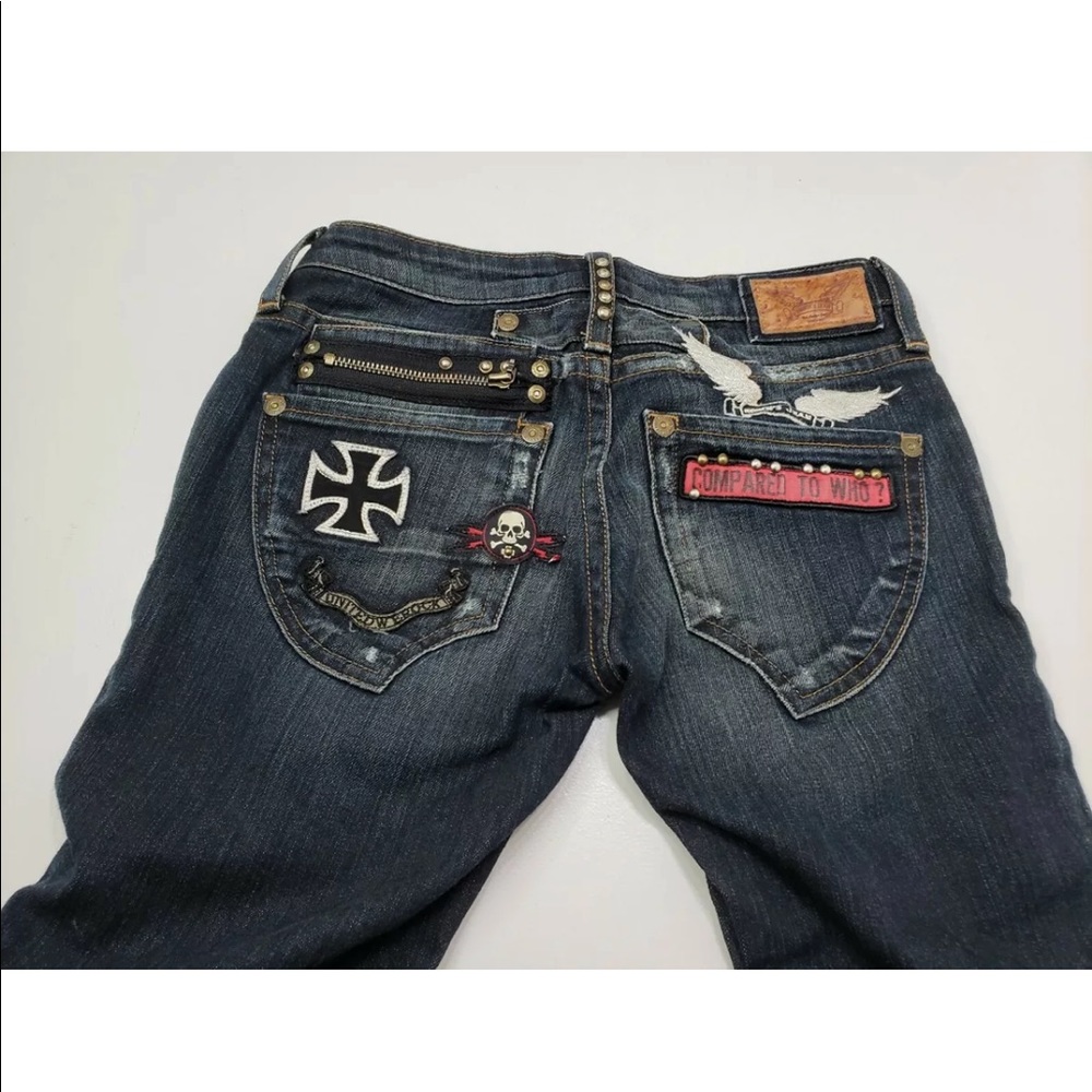 Robin's Dark Jeans Multi Patch Design Size 27